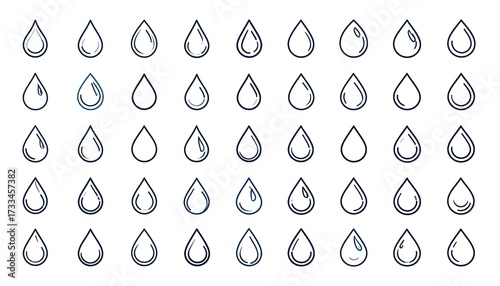Collection of various water drop icons