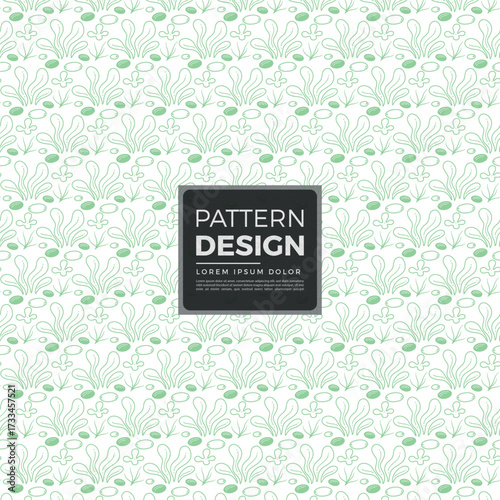 Light Green Botanical Pattern Design with Leaf and Pebble Elements