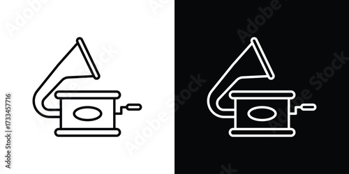 Gramophone icon. Thin linear vectors pack