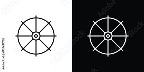 Dharmachakra icon. Thin linear vectors pack