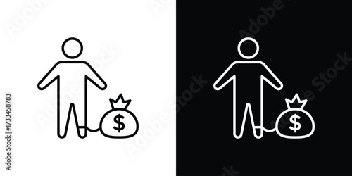 Debt icon. Thin linear vectors pack