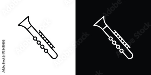 Clarinet icon. Thin linear vectors pack