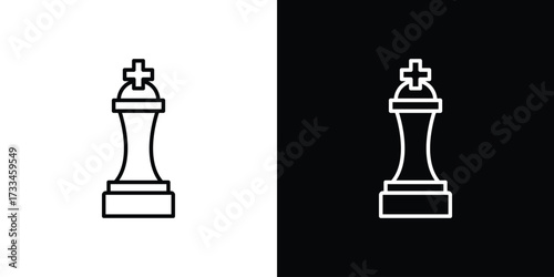 Chess king icon. Thin linear vectors pack
