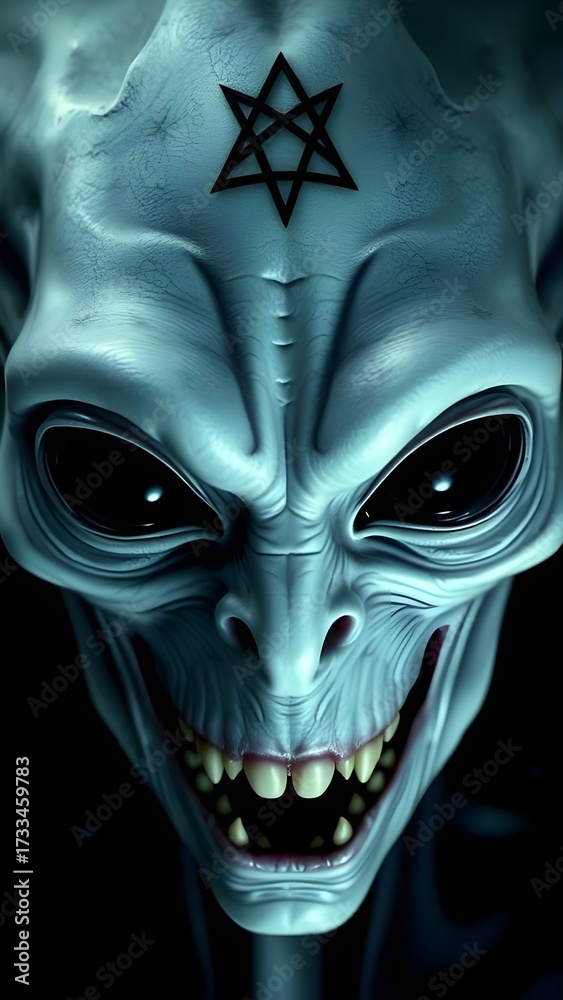 Naklejka premium Alien portrait. Wallpaper. Created with Generative AI technology