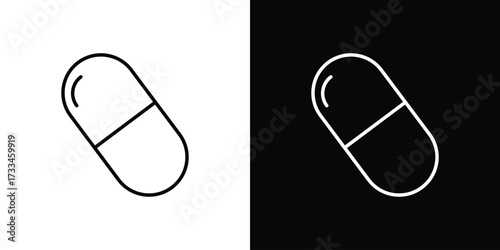 Capsules icon. Thin linear vectors pack