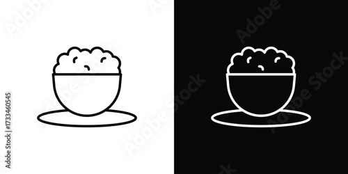 Bowl rice icon. Thin linear vectors pack
