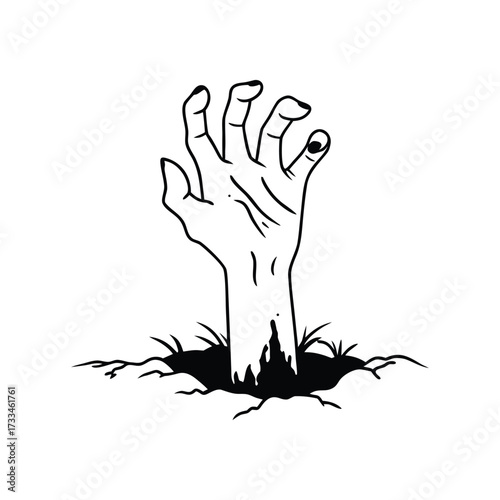 Zombie Hand Emerging From GraveSoil
