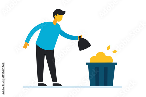 man with a trash can