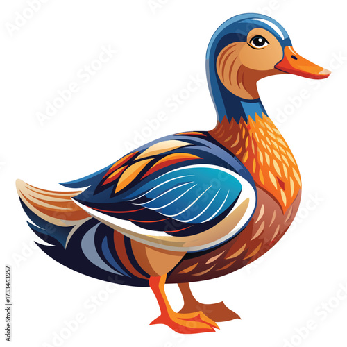 Duck Vector.  Colorful Duck Vector Illustration.
Aurora Duck Vector. Majestic Ornamental Duck. Prismatic Feather Duck. Duck concept, Duck cartoon, Duck icon, Duck art, Duck topics, 