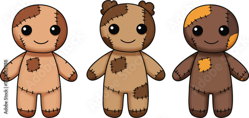 Three Stitched Stuffed Toys Together