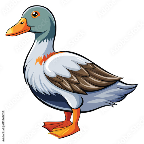 Autumn Feathered Duck. Amber Wing Duck Vector. Rustic Plumage Waterfowl. Golden-Brown Duck Illustration. Wildwood Feather Duck. Duck concept, Duck cartoon, Duck icon, Duck Vector, Duck topics, Duck,