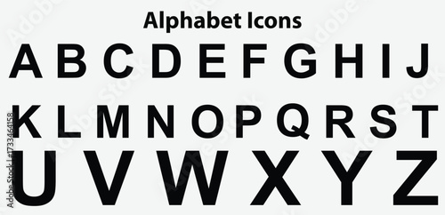 Creative Alphabet Icons Collection – Modern A to Z Letter Symbols, Minimal Flat Vector Typography for Logo Design, Education, Branding and Graphics