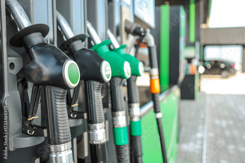 Gasoline pumps at a gas station