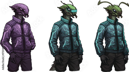 Sci Fi Alien Character Designs with Jackets