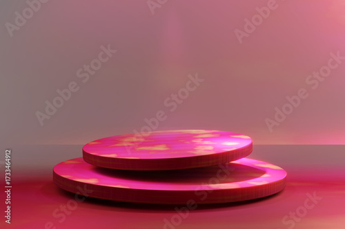 Pink gradient podium with soft lighting for product display and promotional branding presentations