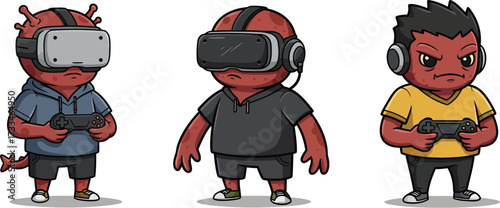 Cartoon Characters Playing Video Games
