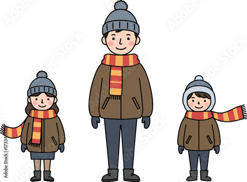 Happy Family Dressed Warmly for Winter Weather
