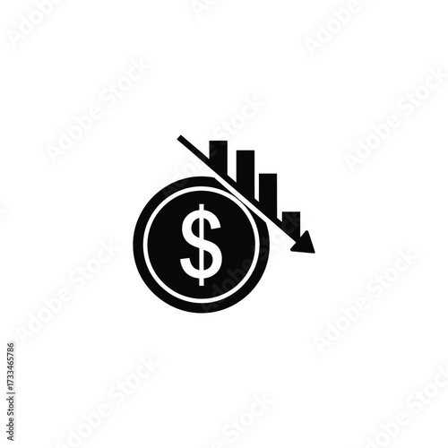 Money loss icon vector illustration design concept of financial crisis, market crash, or economic recession in a flat style