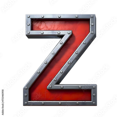 Letter Z Metal Frame Red Industrial Alphabet Design  
