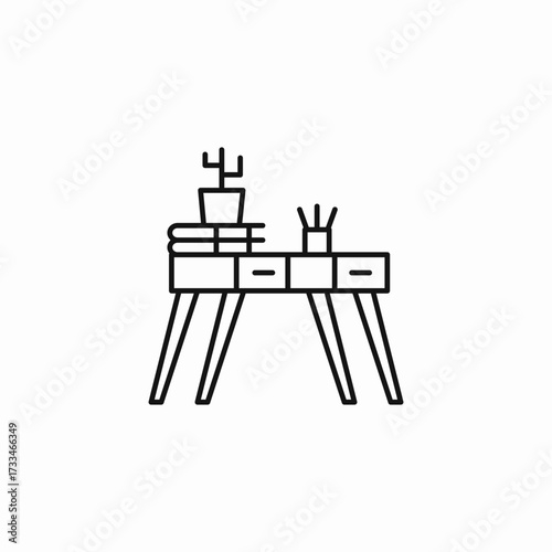 minimalist office desk icon sign vector