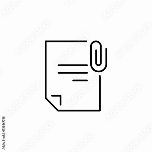 document with paperclip icon sign vector