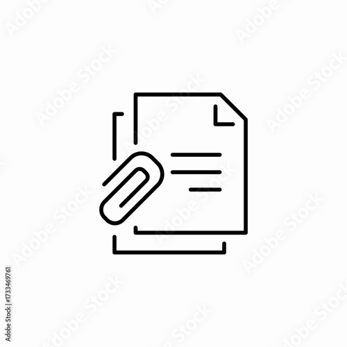 documents with paperclip icon sign vector