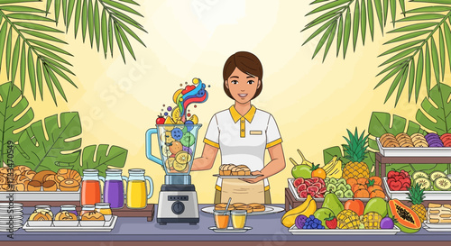 Tropical breakfast and smoothie bar offering fresh and healthy selections for diners