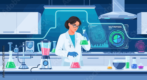 Innovative food research: Scientist analyzing nutrition in a modern laboratory