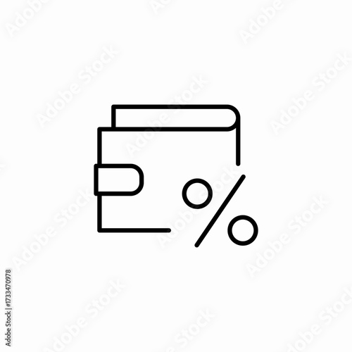 wallet percent discount icon sign vector