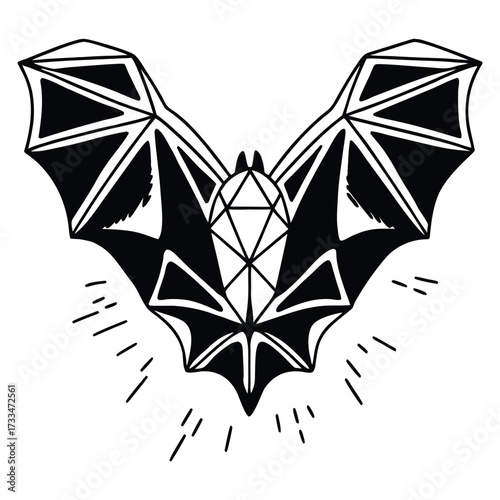Bat With Geometric Wings in Flight