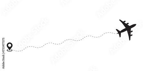 Airplane Flight Path to Destination Travel and Journey Vector Icon
