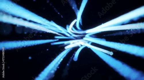 Streaks of ethereal light converge in void