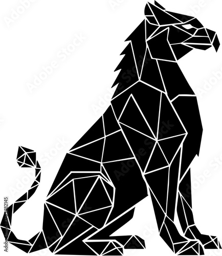 Majestic mythical griffin creature rendered in a striking geometric low poly art style, exuding power and ancient mystique for fantasy and design projects.