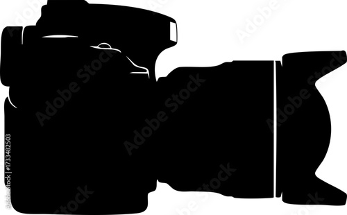 Professional DSLR camera silhouette captures creative passion and storytelling potential for photographers and videographers
