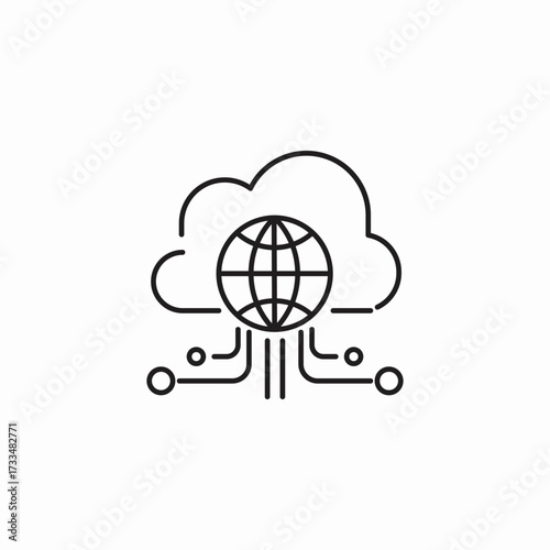 global cloud network icon sign vector