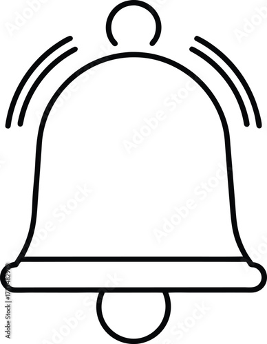 minimal notification bell illustration on transparent background