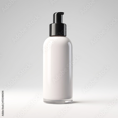 A 3d Render of Cosmetic Spray Bottle with white color without Label in studio lighting, Close up Professional Product display Photography