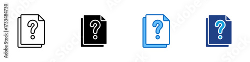 Help File Multiple Style Icon Design Vector - Document with question mark, representing help, guide, or support file