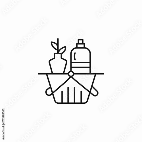 shopping basket groceries icon sign vector
