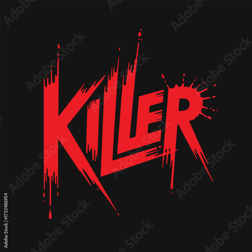 Killer in red with splatters on black background