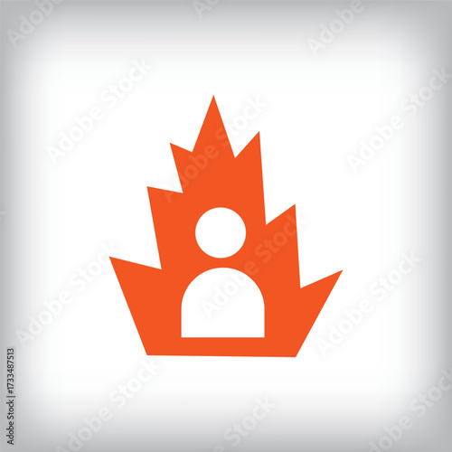 Profile man logo inside modern fire flame. Hero, service and artistic logo template.