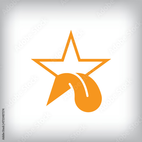 Modern star with tongue coming out of it logo. Beauty, success and artistic logo template. 