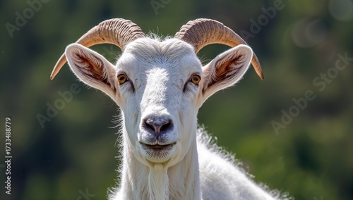 Close up portrait of a white goat looking at camera, animal, farm, creature, mammal, livestock