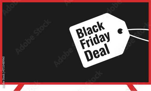 Black Friday deal tag displayed on a screen, representing shopping and savings