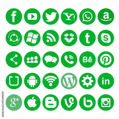 Green icons for social networks