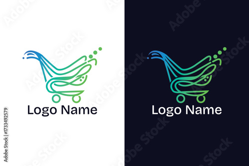 Modern shopping cart logo design for online store and e-commerce business branding