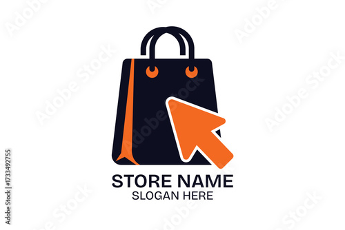 Online Shopping Store Logo Design with Shopping Bag