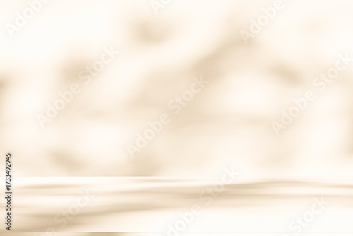 Wall interior background, studio and backdrops show products. with leaf shadow from window color beige and white. background for text insertion and presentation of product	
