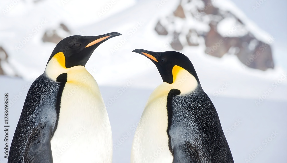 Fototapeta premium Two penguins facing each other