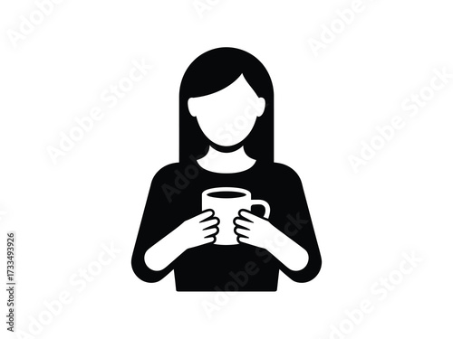 Stylish woman enjoying a warm beverage, representing relaxation, comfort, and a moment of peace in a modern, minimalist aesthetic.
